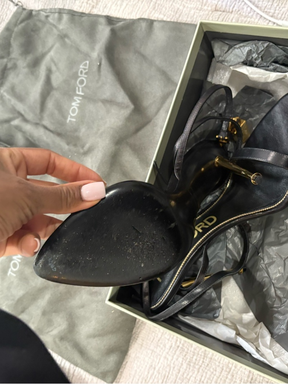 Tom Ford Padlock Heels- black and gold hardware - Picture 7 of 11